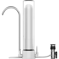 Undres Countertop Filter, Water Filter, Tap Filter, Kitchen Water Filter, Limescale Filter, Stainless Steel Drinking Water Filter System, Reduces Chlorine, Heavy Metals, Bad Odour (Transparent Plastic