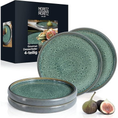 Moritz & Moritz Solid 4 x Small Plates 21 cm - Stoneware Plate Set as Dessert Plates, Cake Plates, Breakfast Plates - Crockery Set for Serving