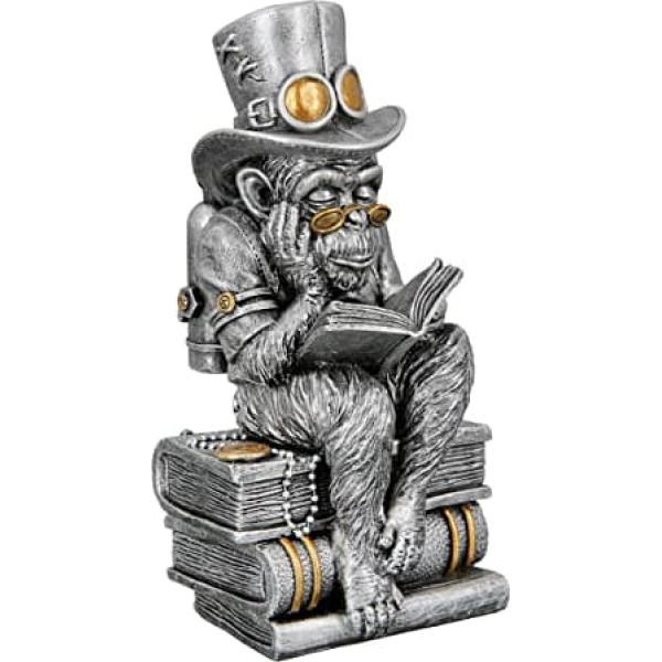 Casablanca Steampunk Monkey with Books Silver Sculpture Figure Decorative Item New Wave