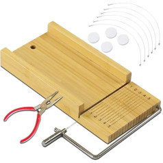 Soap Mould Set, Adjustable Bamboo Soap Cutter, DIY Adjustable Soap Moulds Set with Needle-Nose Pliers + 3 Replacement Wires