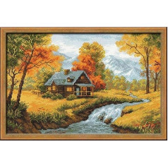 Riolis Stickpackung Cottage im Wald 1079, gezählter Kreuzstich, Autumn View (14 Count)