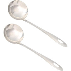 Sourcing Map Set of 2 Silver Stainless Steel Long Handle Soup Ladle