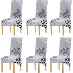KELUINA Print Fabric Stretch XL Chair Covers for Dining Room Chairs, 2/4/6 Pieces Elastic Large Chair Slipcover for Dining Room, Wedding, Banquet, Party Decoration (Grey-2.6 Pack)