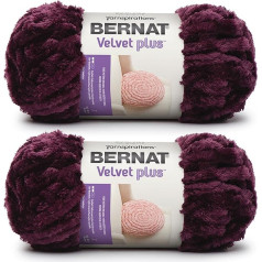 Bernat Velvet Plus Burgundy Plum Yarn - 2 Packs of 300g - Polyester - 6 Super Bulky - Knitting/Crochet