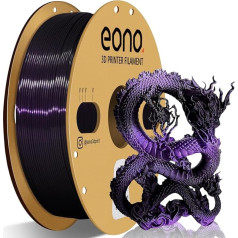 Eono Black Purple Gradient Colour PLA Filamnet 1.75 mm, 3D Printer Filament, Silk Gradient Dual PLA, 1 kg Spool +/- 0.03 mm (2.2 lbs), Silk Black Purple