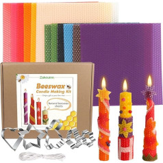 Zakouinn Beeswax Candle Making Kit for Adults - Handmade Pure Beeswax Leaf Craft Gift, Selection of Natural Beeswax Leaves and Honeycomb Cookie Cutters
