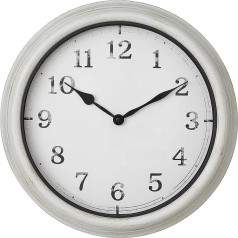 TFA Dostmann 60.3067.02 XL Outdoor Analogue Wall Clock Large Retro Design Splash Proof Metal Glass Patio Balcony White