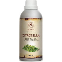 Citronella Oil - 500 ml - Cymbopogon Winterianus - Natural Pure Essential Citronella Oil for Beauty - Aromatherapy - Fragrance Lamp - Diffuser - Sauna - Room Fragrance - Body Care