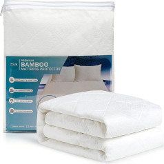 ZOUK Premium Bamboo Mattress Protector, 100% Bamboo Fabric, Waterproof Duvet Cover, Anti Allergy, Bed Bug Proof (Super King Size (180 x 200 + 35 cm)