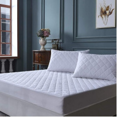 Quilted Mattress Protector 30cm Deep 100% Cotton Deep Fitted Super King
