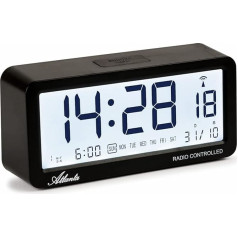 Atlanta Wireless Alarm Clock Digital Alarm Clock LCD Snooze Light Silent No Ticking 3 Alarm Times Alarms Black - 1879-7