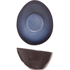 Cosy & Trendy Set of 6 Stoneware Oval Bowls Sapphire Blue 10 x 7.5 x 6 cm