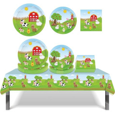 37 Pieces Farm Animal Party Decorations, Farmhouse Animal Party Supplies, Tableware, Animal Party Plates, Napkins for Birthday Party Decorations, Table Decorations, 8 Guests