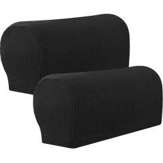 Amusingtao Armrest Covers Sofa Set of 2 Stretch Armchair Couch Non-Slip Waterproof Furniture Protector Slipcovers for Armrests Chair Covers (Black)