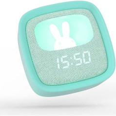Alarm Clock with Night Light Billy Clock - Children's Alarm Clock Rabbit - Front Fabric - Soft Touch Silicone Frame - Digital Light Alarm Clock with Date, Time and 3 Alarm Functions - Variable