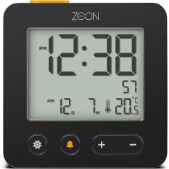 ZEON Digital Bedside Alarm Clock with Positive LCD Display, Snooze and Backlight and Temperature, Day and Date Display in Black, Battery Operated CE4557