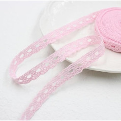 (2 Yards/Roll) 10mm Cotton Lace for Clothing, Home Textile, Embellishment, DIY Gift Ribbon, Sewing, Handmade Craft Trims, Mesh, Light Pink