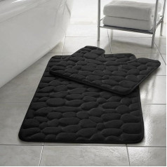 Rainbow Style Memory Foam Pebbles Non Slip Pebble Bath Mat Pedestal Mat and Bath Mat Black