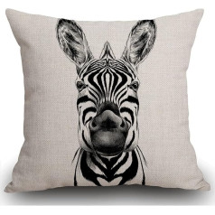 Smooffly Double Sided Zebra Cushion Cover Hippie Square Wildlife Africa Herbivorous Horse Zebra Head 18 x 18 Inch for Home Living Room Sofa Garden Couch Car