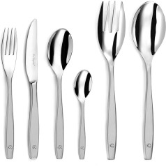 Lou Laguiole 251903M000F91 Satin Figure 50-Piece Cutlery Set, Stainless Steel, Satin Finish