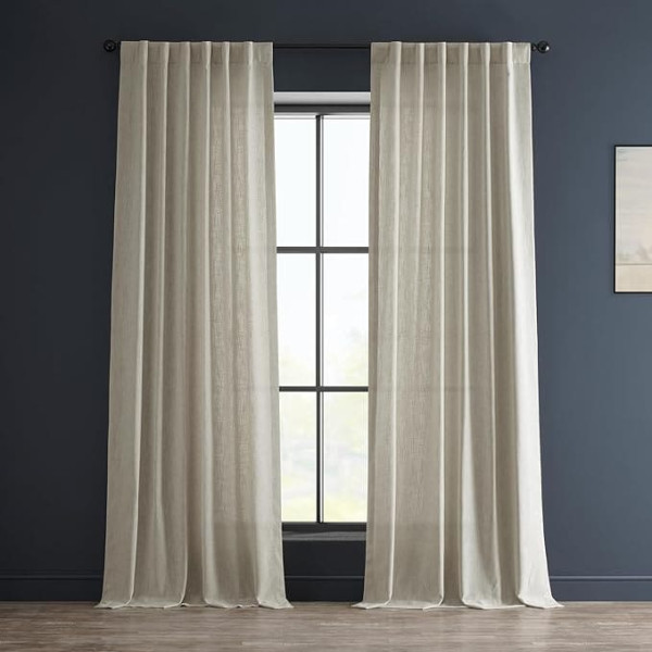 HPD Half Price Drapes FHLCH-VET200210-120 Linen Curtain 1 Panel Cream
