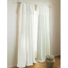 Kutti Curtain Country House Lene White Cotton Opaque Rod Pocket Valance 140 x 245 cm