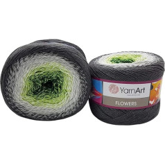 YarnArt Flowers 500g Bobbel Wool, Colour Gradient, 55% Cotton, Bobble Knitting Wool, Multicolour