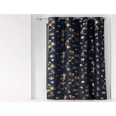 Douceur d'Intérieur, Bloomy Navy/Gold Eyelet Curtain 140 x 260 cm