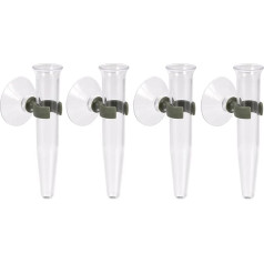 sourcing map Pack of 8 Floral Flowers Water Pipe with Suction Cup 4.3 Inch Plastic Wall Hanging Vase for Plants Flower Arrangement Clear
