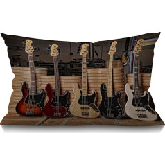 BGBDEIA Cushion Cover Guitar Bass Music Music Instruments Strings Cool Performance Board Rectangular Throw Pillow Covers for Couch Sofa Home Decor Cotton Linen 30x50cm