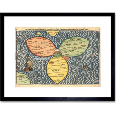 The Art Stop MAP ANTIQUE JERUSALEM BUNTING CLOVER LEAF WORLD FRAMED PRINT F12X3973