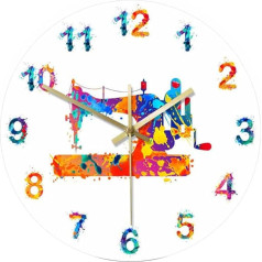 Anlayliay Sewing Machine Watercolour Art Print Wall Clock Tailor Sewing Room Sign Silent Decoration Wall Clock Tailor Gift