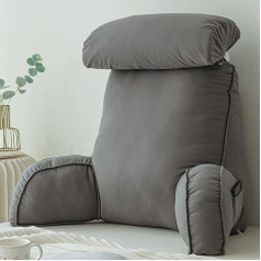 Reading Cushion with Armrests, Back Cushion for Sofa, Book Cushion for Bed, with Removable Neck Roll, Seat Support Cushion for Relaxing, Playing, Reading, Watching TV