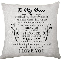 Niece Gifts from Aunt Cushion Cover 45 x 45 cm Gifts for Niece Back to School Gift Christmas Birthday Throw Pillow Case Decorative Square Cushion Cover for Soft Home Decor (Niece)