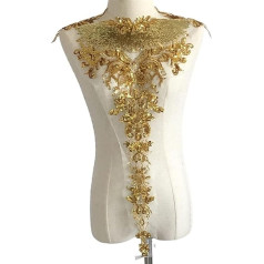 Spitze AppliqueHochzeitskleid Kleid, 5 Teile/satz Gold Blumen Hochzeit Kleid Applikationen Gestickte Stoff Kragen Spitze Trims Mesh Nähen Auf Patch for Kleid Dekoration (Farbe: Rot) ( Color : Blu )