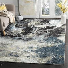 SAFAVIEH Abstract Rug for Living Room, Dining Room, Bedroom - Glacier Collection, Short Pile, Blue and Multi, 79 x 152 cm