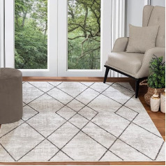 Surya Tornio Rug Bedroom, Living Room, Dining Room, Hallway - Modern Boho Rug with Geometric Pattern - Soft Scandinavian Living Room Rug White and Grey - Carpet 160 x 213 cm Large Rug