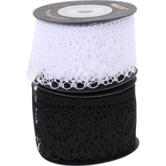 COHEALI 2 Rollen Spitzenband Kuchendekoration Applikationen Verzierungen Para Ramos Buchones De Flores Blumensträuße Schwarzes Band Zum Nähen Spitzenbesatz Polyester