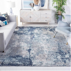 SAFAVIEH Aston Collection Contemporary Rug for Living Room Dining Room Bedroom Short Pile Navy and Grey 160 x 231 cm