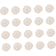 SEWACC Pack of 20 Flowers by Hand Crocheted Lace Applique Flower Decoration Cotton in Cream Cherry Decor Tablecloth Lace Flower Appliques Cake Topper Beige Cotton Thread