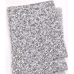 SS20 4mm Silver Hotfix Rhinestone Mesh Iron On Crystal Applique Motifs Rhinestone Ribbon SS20 4mm Stones Self Adhesive Design