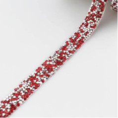 Trim for Sewing, 1 Yard 1.5 cm Colour Resin Diamond Disordered Ribbon Thermoset Paint with Iron Trim Webbing DIY Clothing Decoration (Color : Red 1.5cm)