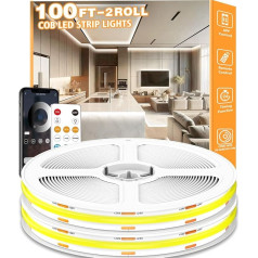 LETIANPAI COB LED Strip Lights, 30 m/100 ft Cool White LED Strip Lights, Dimmable LED Strip Lights with Power Plugs for Under Shelf Decorations, Kitchen, Living Room, House Party Decorations, TV