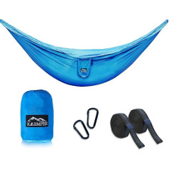XXL Premium Outdoor Camping Hammock for 2 People with XXL Attachment and Suspension, Travel Hammock Ultralight, 300 x 200 cm (Blue)