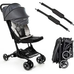 ZANCLEM Lightweight pushchair buggy up to 25 kg - with reclining function, buggy small foldable, compact pushchair with 5-point safety belt and foot brake - travel buggy (platinum grey)