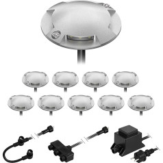 ledscom.de Bunda LED Floor Mounted Light 4-Bulb for Outdoor Use, Drivable, Warm White, Set of 10