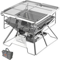 Campingmoon Foldable BBQ Grill, Portable Charcoal Grill, Stainless Steel Wood Stove, Grill Stove for Outdoor/Garden/Camping/Picnic/Party (X-Two)