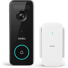 AOSU Wireless Doorbell with Camera, HD 5MP Video Smart Doorbell, WiFi 5/2.4GHz Radar Detector, No Monthly Fees, 180 Days Battery Life, Doorbell