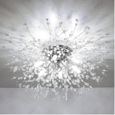 Rayofly Modern Kistall Ceiling Light Living Room, Fireworks Crystal Ceiling Light Bedroom, 6-Bulb Crystal Chandelier, Chrome Dimmable Pendant Light Bedroom, Dining Room, Hallway, Kitchen
