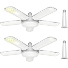CREATESTAR 80 W LED Garage Light, Dimmable Garage Lamp LED 6500 K, E27 LED Workshop Ceiling Light with 5 Adjustable Panels, LED Garage Lighting for Warehouse, Workshop, Cellar Lighting